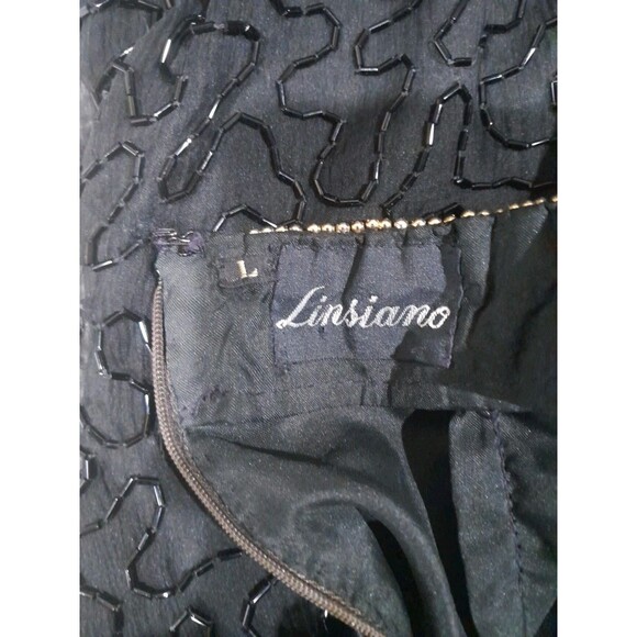 Vintage Linsiano Beaded Dress with Gold Detail Choker, Black, Sz L - Picture 7 of 8